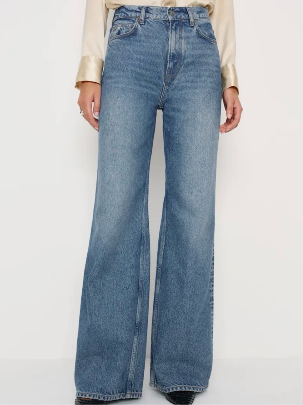 Reformation Cary Slouchy Wide Leg High Rise Jeans Colorado Wash 28 NWOT